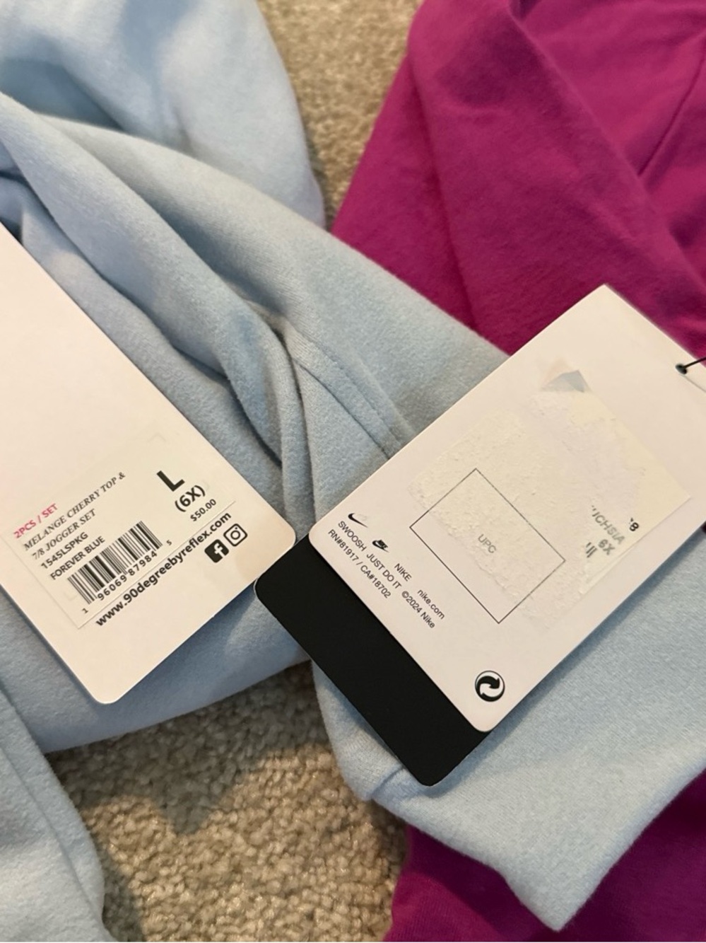 NWT Nike 90 Degreee Bundle Pink/Purple Long Sleeve W/ Blue Sweat Set Size 6X - Picture 3 of 3